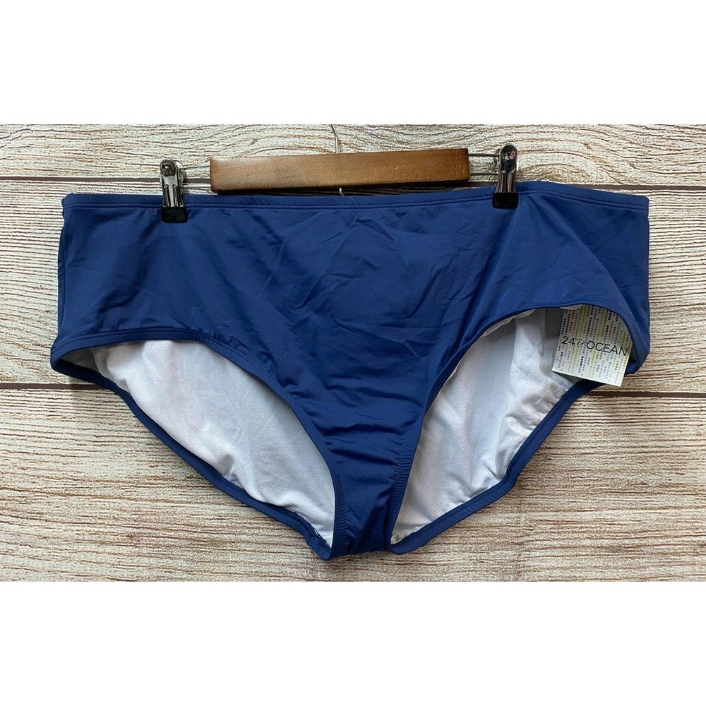 24 & Ocean Bikini Bottom Womens Size 22W Blue‎ Brief Tummy Control Swimsuit New